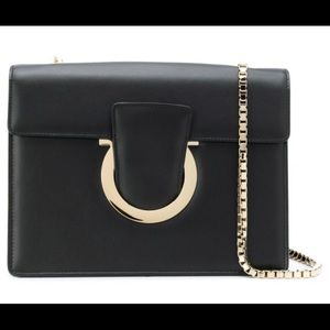 Ferragamo Thalia Leather/Suede Shoulder Bag Nero